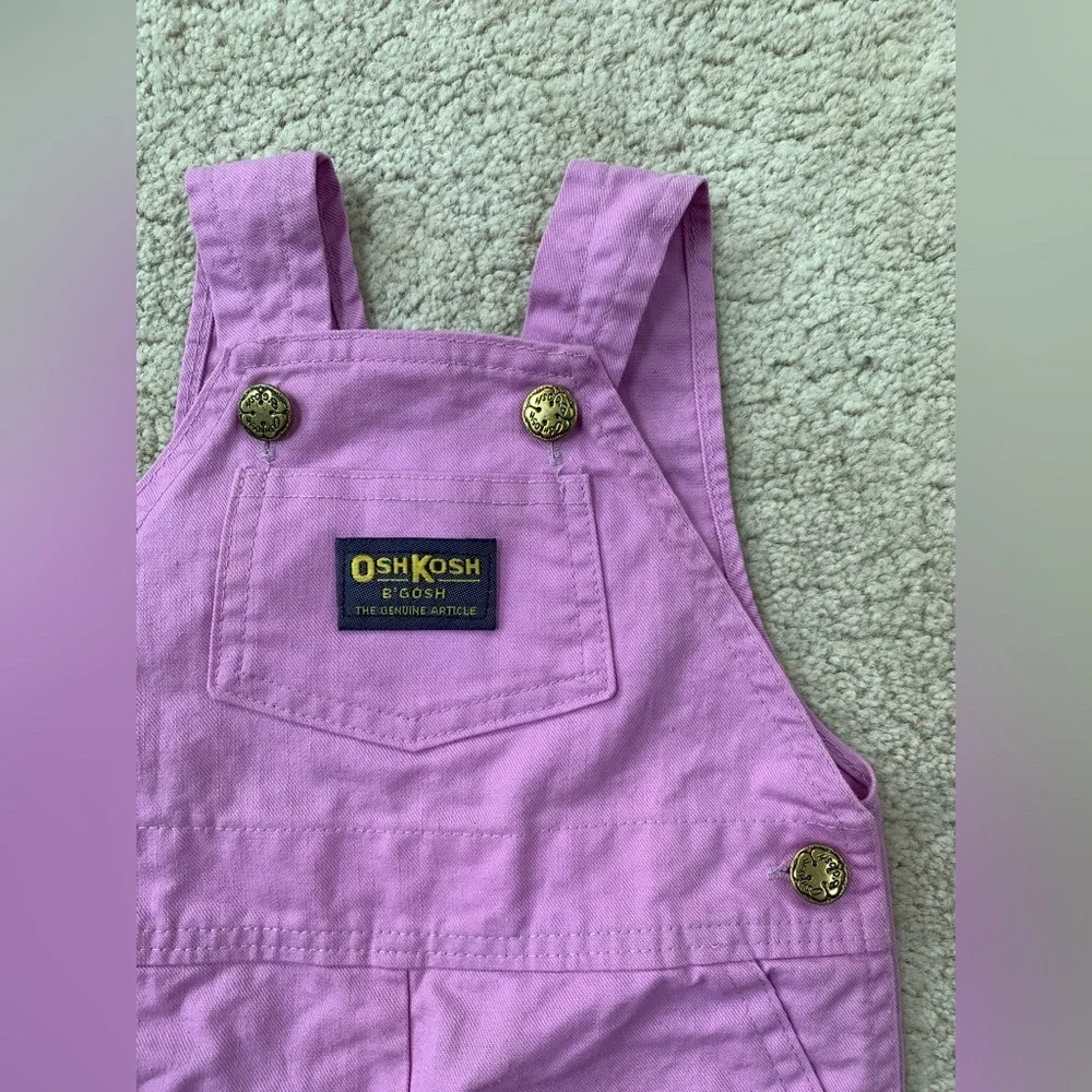 Vintage Oshkosh Size 6-9 Months Lavender Purple Footie Overalls